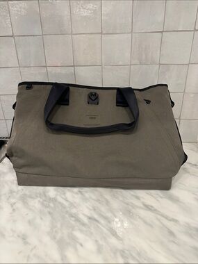 Essential Large East West Tumi Tote- Olive Canvas Duffel with Black Trim